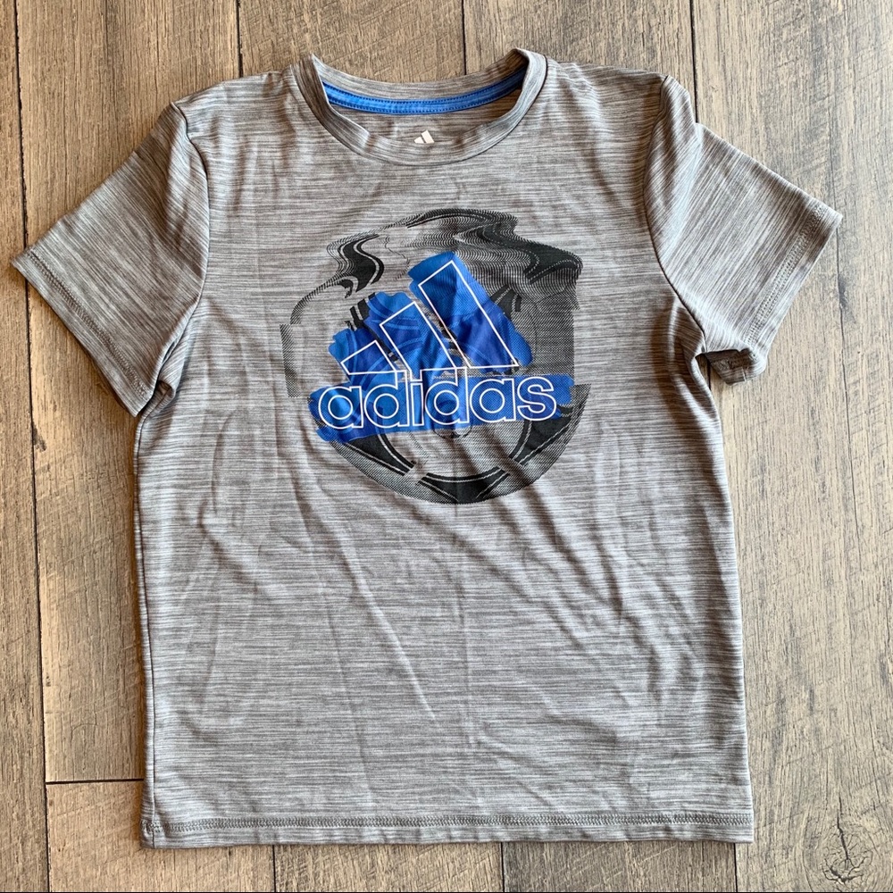 Adidas Climalite Gray Blue Shirt Sz 8 Youth Boys